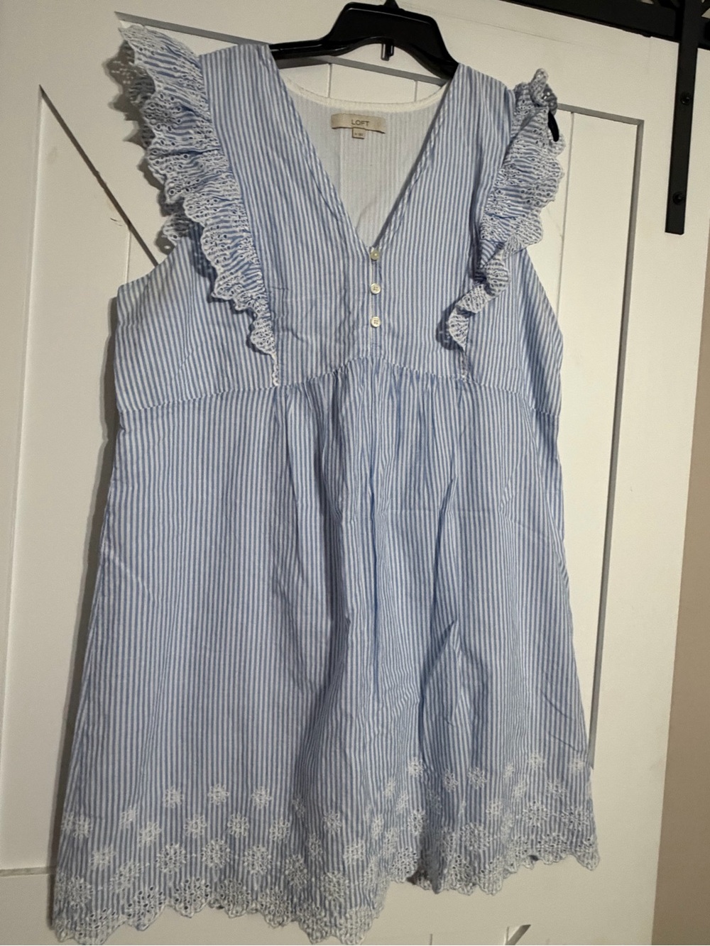 LOFT Blue and White Striped Mini Dress Size XL